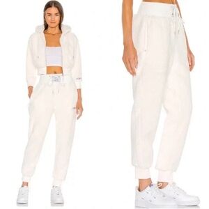 Adam Selman Sport High-Rise Sherpa Jogger Sweatpants – White/Cream – Size S #105